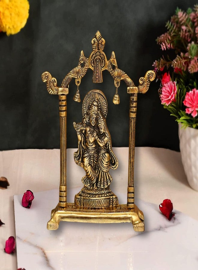 CHHARIYA CRAFTS Metal Radha Krishna Statue Gold Plated Decor Your Home,Office & Radha Krishna Murti Idol Showpiece Figurines Religious Krishna Idol Gift Article, 14 cm , 7 cm - Image 2
